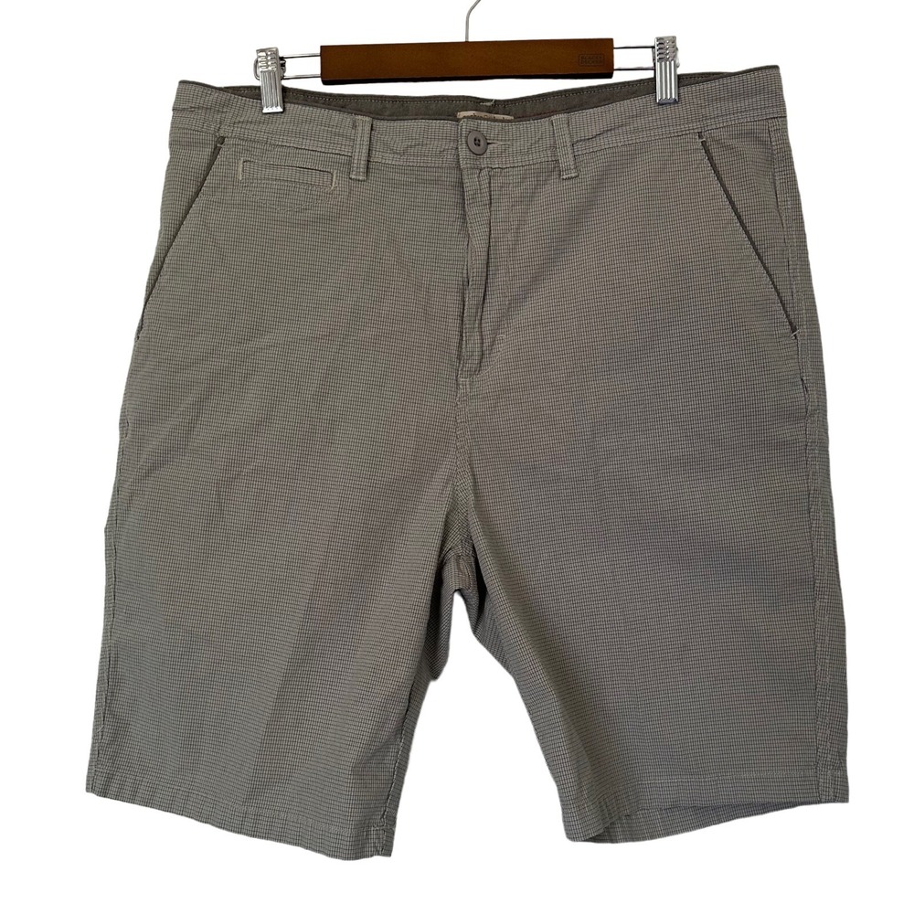 Carbon 2 Cobalt Shorts Mens Sz 38 Gray Micro Grid Stretch Cotton Outdoor Travel